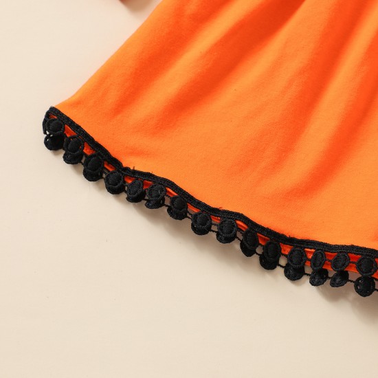 Foreign Trade New European and American Halloween Pumpkin Print Simple Set Twin rompers for sisters.