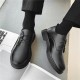 Black men's leather shoes, British casual, large-toe, trendy Korean-style single shoes, youth suit, round-toe work shoes.