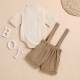 Foreign Trade New Summer Short-Sleeved Rolled-Up Shirt Set, Pure Cotton Khaki Overalls, Two-Piece Set