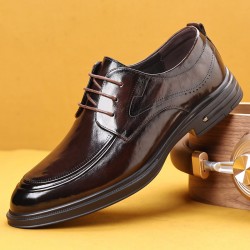 New autumn top-grain cowhide men's business casual shoes, British-style formal men's shoes, soft-soled breathable flat shoes