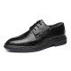 Men's business formal leather shoes, genuine leather pointed-toe, breathable, casual black soft sole, groom's wedding shoes.