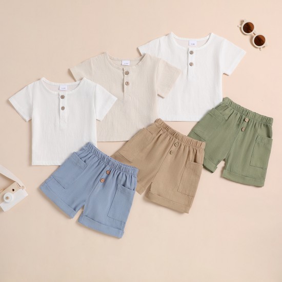 Cross-border children's suits: boys' summer sleeveless vest with cuffed shorts and fashionable contrasting pullovers for boys.