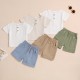 Cross-border children's suits: boys' summer sleeveless vest with cuffed shorts and fashionable contrasting pullovers for boys.