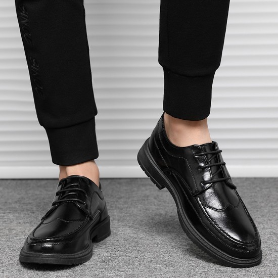 Winter casual leather shoes for men, business formal, black groom's wedding shoes, youth British pointed-toe suit shoes