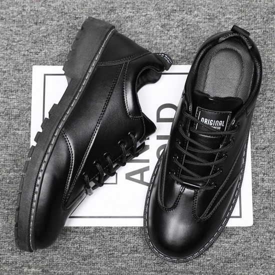Autumn and winter men's casual leather shoes, lace-up Martin boots, Korean-style sneakers, breathable low-top shoes, work shoes, Martin boots for men