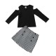 Children's Clothing: Holiday Fall/Winter New Halloween Letter Print Top and Black Multi-Layered Mesh Skirt Set