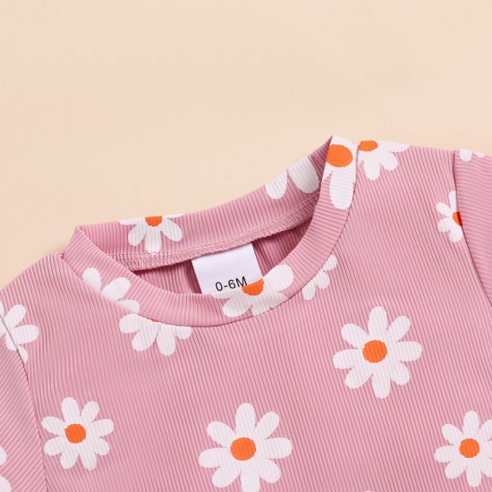 Cross-border summer girls' camisole with daisy pattern, sweet shorts, two-piece, girls' fresh and trendy clothing.