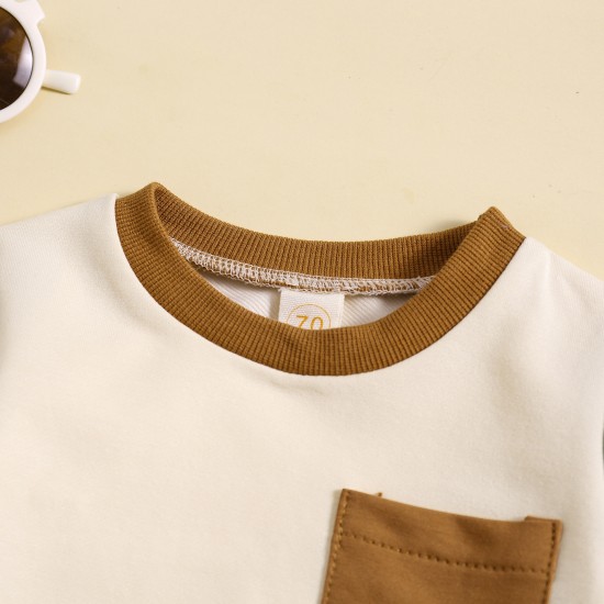New cross-border Amazon: a stylish, color-blocked, long-sleeved, and Morandi-style two-piece casual sweatshirt set for boys aged 0-3.