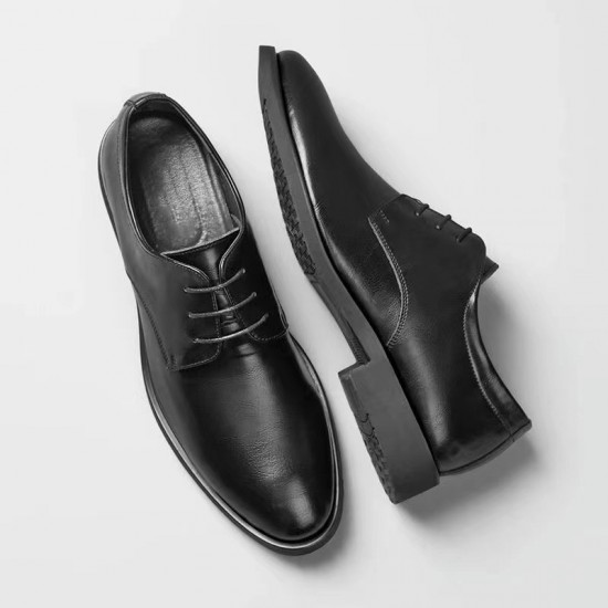 Black men's business formal leather shoes, genuine leather soft sole, British-style cowhide casual leather shoes for cross-border trade. Black men's business formal leather shoes, genuine leather soft sole, British-style cowhide casual leather shoes for cross-border trade.