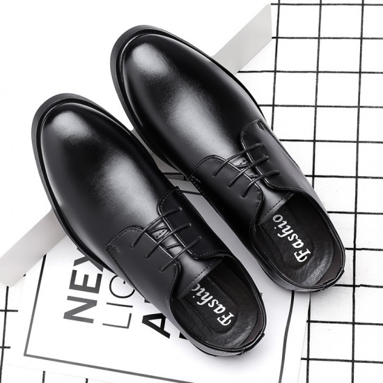 Men's business formal leather shoes, premium-looking, pointed-toe, height-enhancing casual shoes, British-style groom's wedding shoes, genuine leather soft leather. Suits