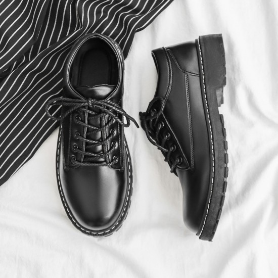 2025 spring men's leather shoes, Korean-style, trendy, versatile, British suit casual shoes, youth British black leather shoes