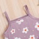 Summer foreign trade girls' floral suspender jumpsuit with casual backless bow-tie flared pants
