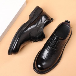 New men's casual and versatile thick-soled, large-toe trendy shoes, genuine leather business formal, men's wedding shoes, Korean-style