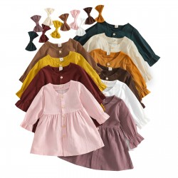 Girls' flying-sleeve snow-white bodysuit, triangle romper, and bow headband two-piece set