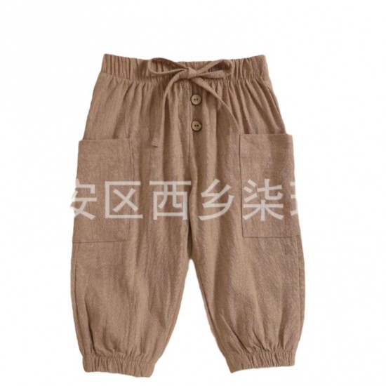 Cross-border Children's Clothing: Spring/Autumn Colorblock Cotton and Linen Stand-up Collar Loungewear, Long-sleeved Two-Piece Trousers for Boys Aged 1-3