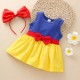 INS AliExpress Ebay Amazon Wish cross-border robot helmet flower print flying sleeve children's dress (shipping available)
