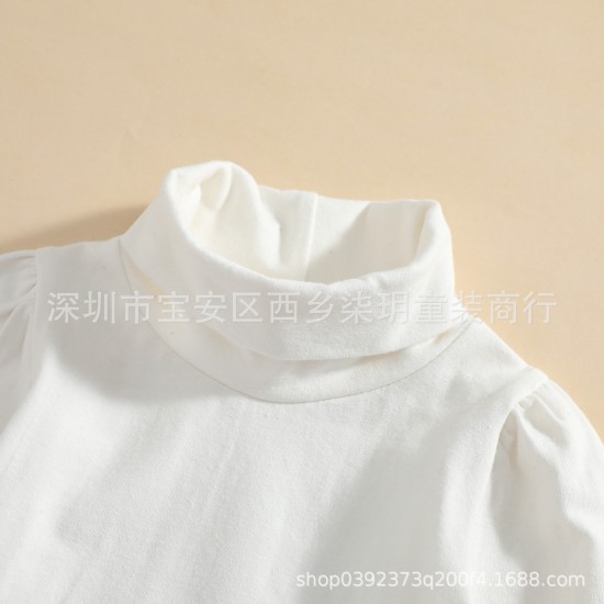 Cross-border Foreign Trade Exclusive: Girls' Clothing Round-neck, buttoned, solid, comfortable, long-sleeved, ribbed dress. Cross-border Foreign Trade Exclusive: Girls' Clothing Round-neck, buttoned, solid, comfortable, long-sleeved, ribbed dress.