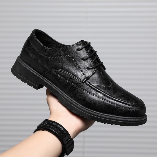 Winter casual leather shoes for men, business formal, black groom's wedding shoes, youth British pointed-toe suit shoes