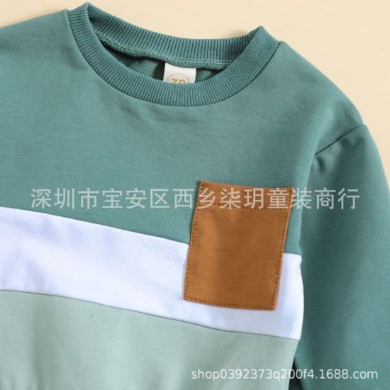 New cross-border autumn children's sweatshirt and sweatpants two-piece set for girls, fashionable long-sleeved pants for boys.