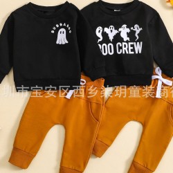 Foreign trade children's clothing: Boys' plain, short-sleeved, rolled-up sleeve two-piece suit, fashionable and casual wholesale.