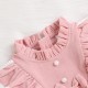 New cross-border girls' clothing: sweet pastoral style, long-sleeved dress with lace corduroy, solid color, two-piece set.