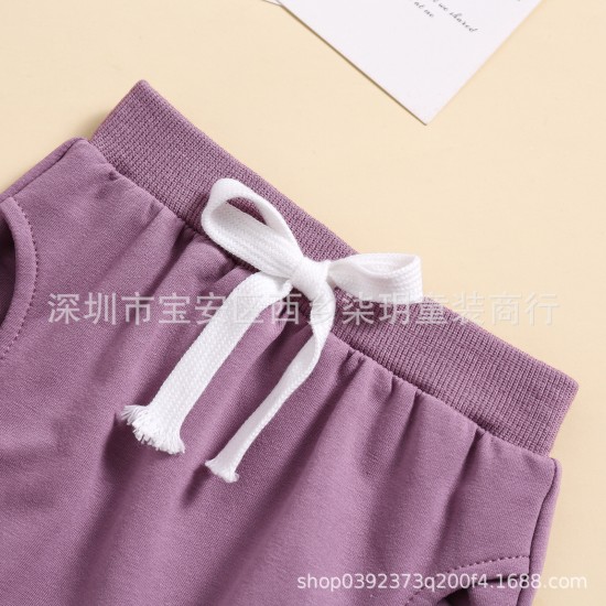 New cross-border Amazon girls' clothing: a stylish candy-colored pullover sweatshirt for boys, multi-color, letter-printed sweatpants.