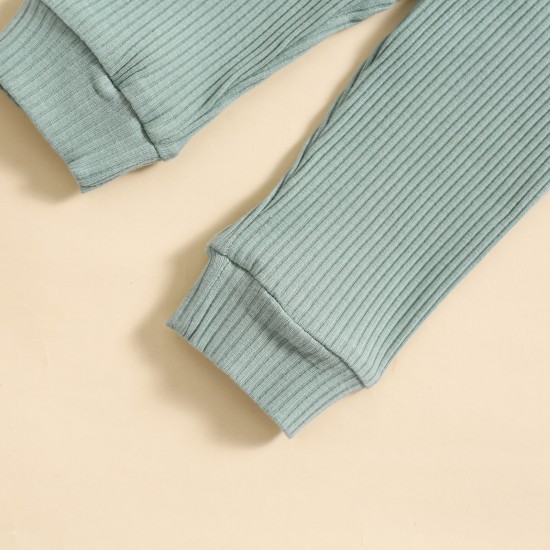 Cross-border children's clothing Girls' clothing: a stylish long-sleeved, candy-colored, striped, and letter-embroidered bodysuit for girls.