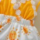 New cross-border summer girls' yellow sunflower-themed halter bodysuit with an open back (shipping available).