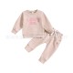 New cross-border Amazon girls' clothing: a stylish candy-colored pullover sweatshirt for boys, multi-color, letter-printed sweatpants.