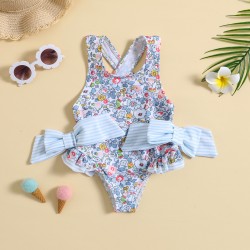 Cross-border Exclusive: Hot-selling Yellow Sunflower Print Cross-strap Triangle Drawstring Swimsuit, Two-Piece Set