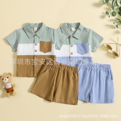 Cross-border Children's Clothing: Overalls, Boys' Shirt, Three-Piece Spring/Autumn Children's Fashion Clothing