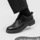 Men's summer black casual leather shoes, British business formal thick-soled, height-enhancing, round-toed, large-toed martin work shoes.