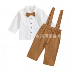 Cross-border children's clothing. New Spring/Autumn Boys' Lightweight Casual Solid Color Loungewear Sets, Wholesale Available