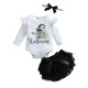 Foreign Trade Children's Clothing: New Fall White Ribbed Top, Puff Sleeve A-Line Miniskirt for Baby Girls