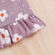 Summer foreign trade girls' floral suspender jumpsuit with casual backless bow-tie flared pants