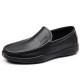 New men's leather shoes, top-grain cowhide slip-on shoes for middle-aged and elderly dads, genuine leather casual moccasins with soft soles and soft surfaces.