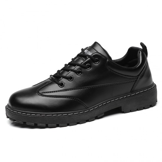 Autumn and winter men's casual leather shoes, lace-up Martin boots, Korean-style sneakers, breathable low-top shoes, work shoes, Martin boots for men