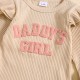 Cross-border children's clothing Girls' clothing: a stylish long-sleeved, candy-colored, striped, and letter-embroidered bodysuit for girls.