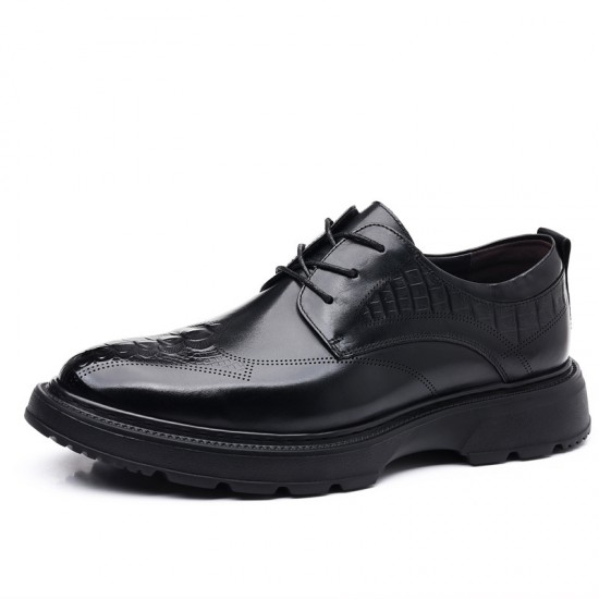 New Summer Men's Leather Shoes, Trendy Business Formal Wedding Shoes, Breathable Korean Style Sandals with Thick Soles