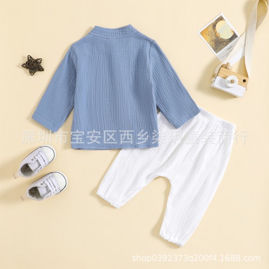 2024 new children's Christmas set: Santa Claus and Christmas tree print, long-sleeved pants, two-piece loungewear.