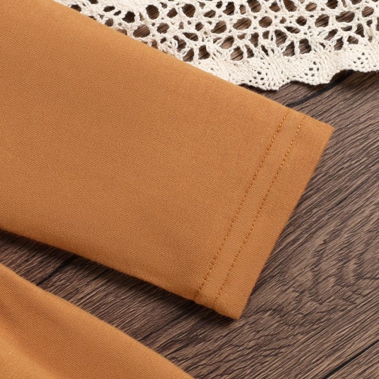 Children's Spring and Autumn New Three-Color Pure Cotton Simple Dress, Cross-Border Girls' Long-Sleeved Round Neck, Versatile A-Line Skirt