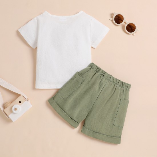 Cross-border children's suits: boys' summer sleeveless vest with cuffed shorts and fashionable contrasting pullovers for boys.