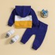 New cross-border children's clothing: a new color-blocked, autumn/winter hooded casual sweatshirt set for boys and girls, long-sleeved and long-sleeved pants for boys.