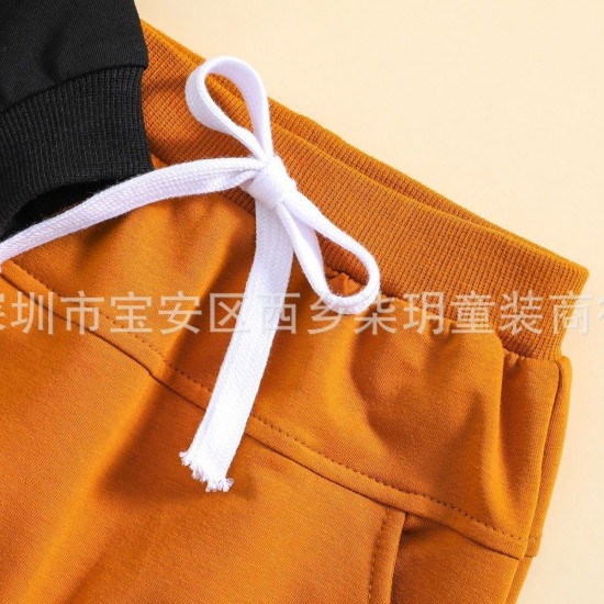 Foreign trade children's clothing: Boys' plain, short-sleeved, rolled-up sleeve two-piece suit, fashionable and casual wholesale.