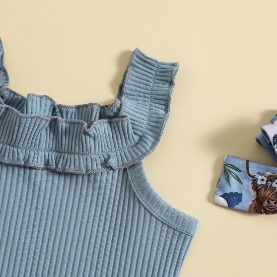 Cross-border children's sets: Fashionable Amazon rainbow long-sleeved outerwear sweatpants for girls aged 0-3 years.