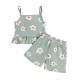 Summer foreign trade girls' floral suspender jumpsuit with casual backless bow-tie flared pants
