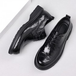 Spring new men's leather shoes, genuine leather British-style fashionable men's shoes, thick soles. Commuting shoes for business and formal wear