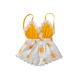 New cross-border summer girls' yellow sunflower-themed halter bodysuit with an open back (shipping available).
