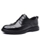 Men's leather shoes, new genuine leather business formal wedding shoes, top-grain sheepskin carved Korean-style commuter lace-up black