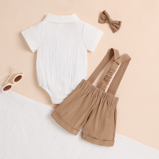 Cute European and American summer casual children's clothing: shoulder-tied floral print. Ribbed elastic waist jumpsuit